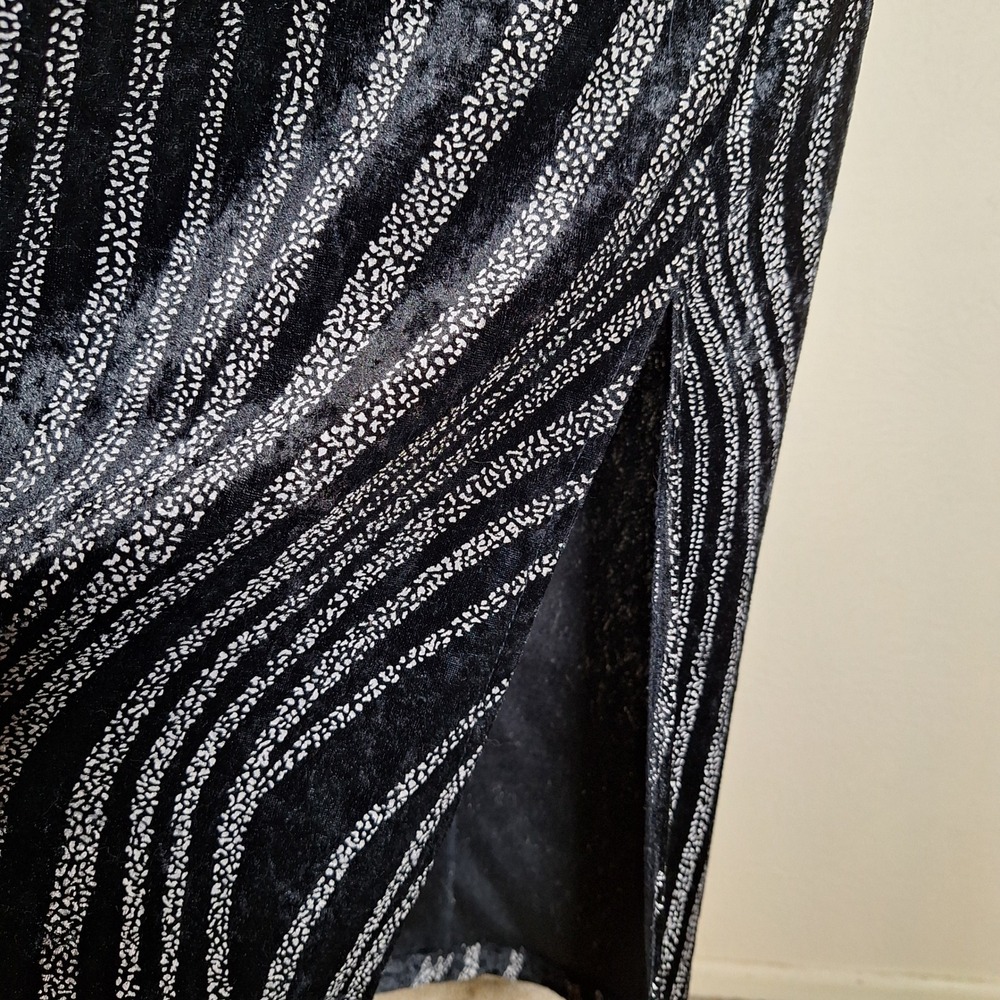 Y2K Whimsigoth Moire Wave Abstract Velour Burnout Scoop Neck Column Maxi Dress - Picture 6 of 9